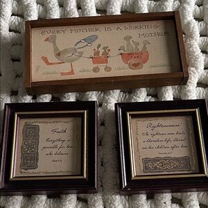 Wooden Wall Art Plaque/frame Set - Neutral Farmhouse Décor. Inspirational. EUC